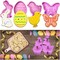 Mini 3D Easter Cookie Cutters Set, Easter Fondant Biscuit Pastry Cookie Cutter Stamp, Spring Spring-Loaded Handle Cutter Shape with Eggs, Chick, Butterfly (4 PCS)